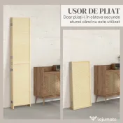 HOMCOM Paravan Interior Pliabil cu 4 Uși, Separator de Cameră din Ratan Bambus, 180x1,6x180 cm, Culoarea Lemnului | Aosom Romania