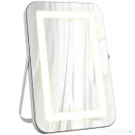 HOMCOM Oglindă de machiaj cu lumini reglabile în 3 culori, priză USB și oglindă cu mărire 10x, 31x41,5x3 cm, alb