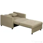 HOMCOM Fotoliu Pat Individual cu 2 Perne și Spațiu de Depozitare, Canapea Extensibilă, 100x98x88 cm, Maro Deschis