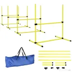 PawHut Set 4 Obstacole pentru Agility Dog, Antrenament Câini, Înălțime Reglabilă, cu Geantă de Transport, Galben