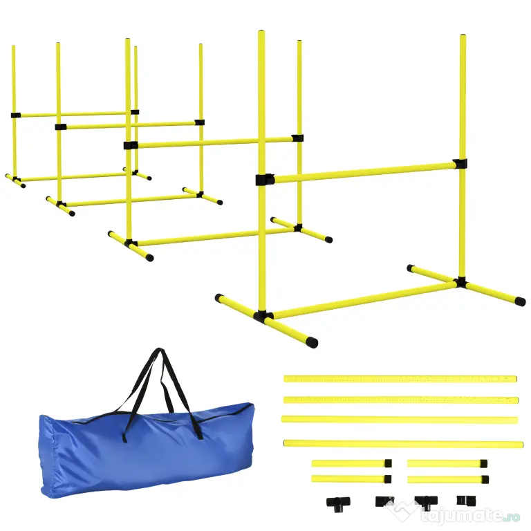 PawHut set din 4 obstacole pentru caini reglabile pe inaltime, 99x71x95, albastru | Aosom Romania