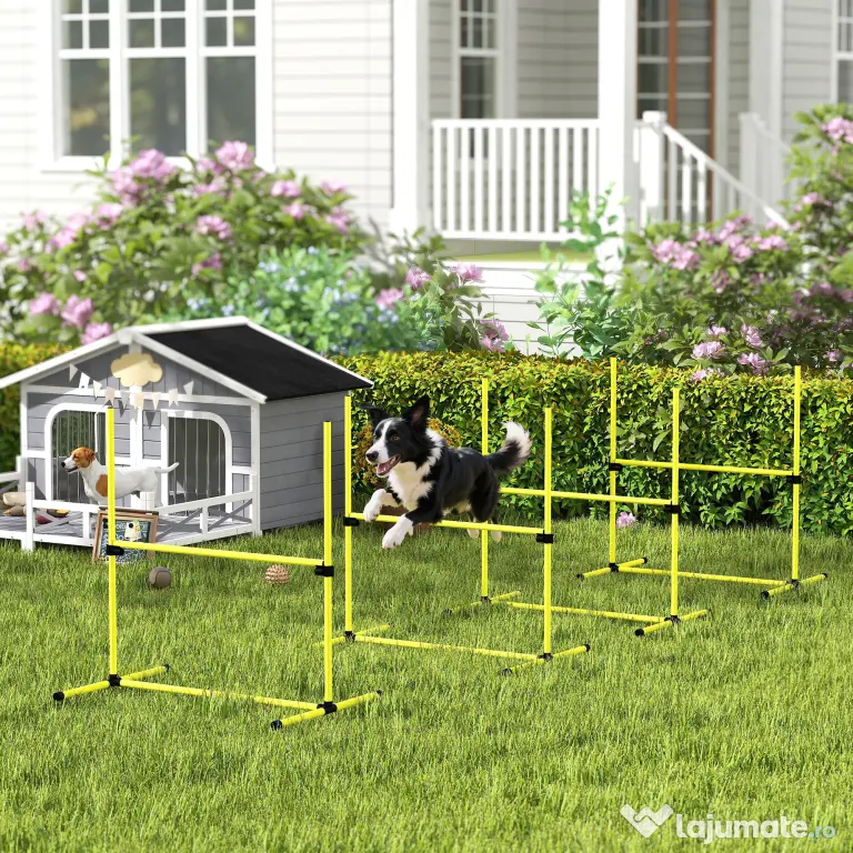 PawHut set din 4 obstacole pentru caini reglabile pe inaltime, 99x71x95, albastru | Aosom Romania