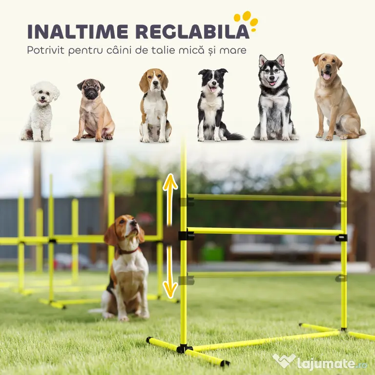 PawHut set din 4 obstacole pentru caini reglabile pe inaltime, 99x71x95, albastru | Aosom Romania