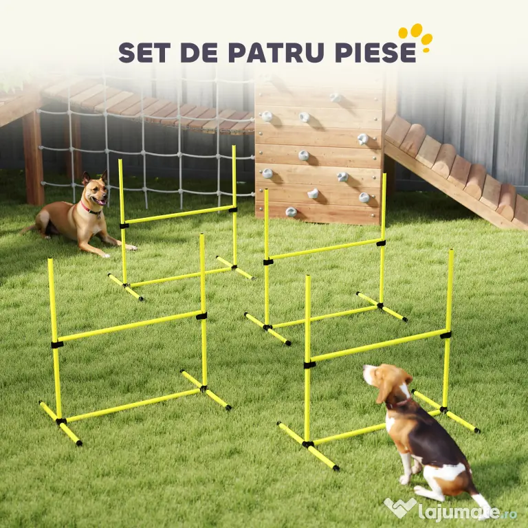 PawHut set din 4 obstacole pentru caini reglabile pe inaltime, 99x71x95, albastru | Aosom Romania