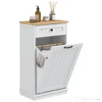 HOMCOM Dulap de Baie cu Coș pentru Rufe și Sertar, Mobilier pentru Depozitarea Lenjeriei și Coș, 52x33x90 cm, Alb | Aosom Romania