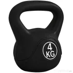 HOMCOM Kettlebell 4kg din plastic și nisip cu bază plată și mâner, 18x12x20 cm, negru
