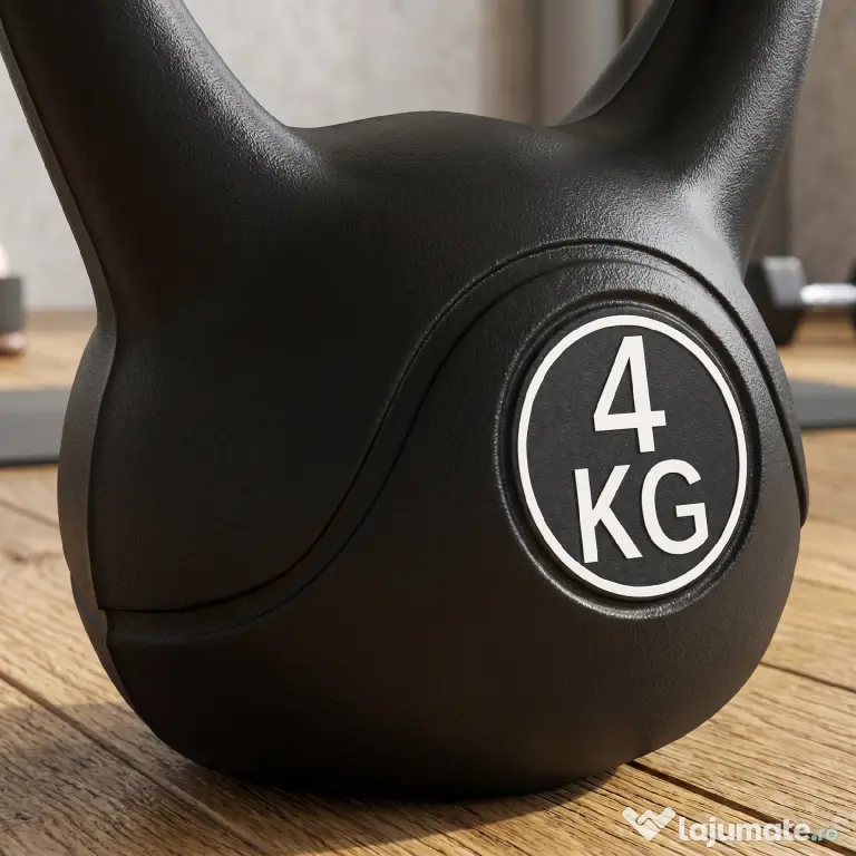 HOMCOM Kettlebell de 4kg pentru Sport și Fitness cu Bază Plată și Mâner, Greutate Kettlebell, 18x12x20 cm, Negru | Aosom Romania