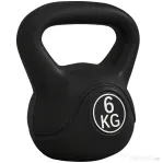 HOMCOM Kettlebell 6kg din plastic și nisip cu bază plată și mâner, 20x13x22 cm, negru