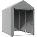 Outsunny Magazie pentru Unelte Garaj Cort cu Acoperire Anti-UV și Cadru Metalic, 120x179x165cm, Gri Deschis