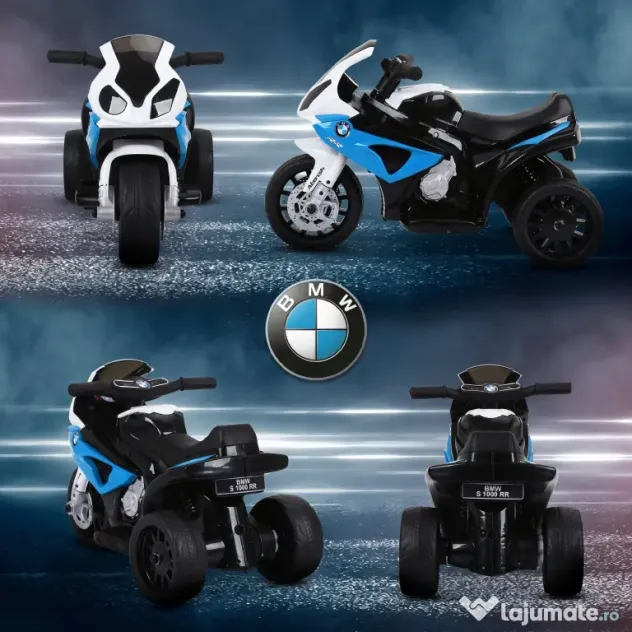 HOMCOM Motocicletă Electrică pentru Copii 18-36 Luni cu Licență BMW, 6V, 3 Roți, Faruri, Muzică, 2,5 km/h, Max 20kg, Albastru | Aosom Romania