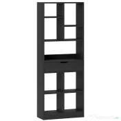 HOMCOM Bibliotecă Modernă din Lemn cu Sertar Central și Kit Anti-răsturnare, 60x26x158 cm, Negru