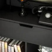 HOMCOM Bibliotecă Modernă din Lemn cu Sertar Central și Kit Anti-răsturnare, 60x26x158 cm, Negru