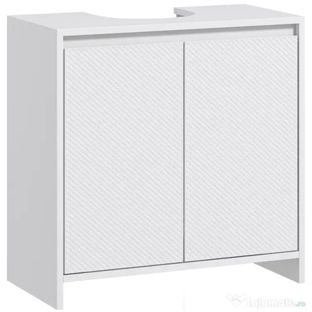 HOMCOM Mobilier Sub Chiuvetă pentru Baie cu 2 Uși, Dulap de Baie cu Decupaj în U pentru Țevi, 60x30x60 cm, Alb | Aosom Romania