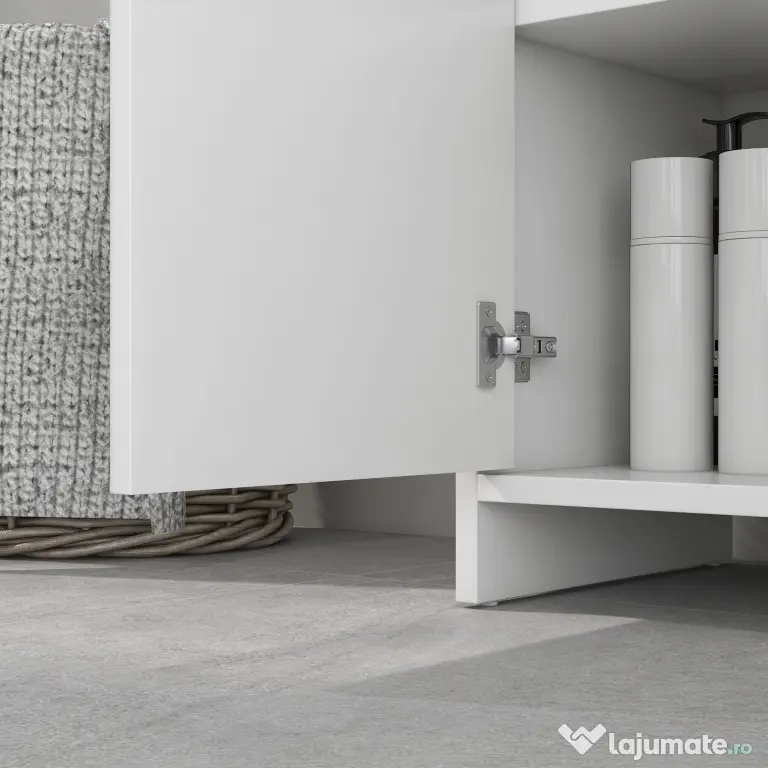 HOMCOM Mobilier Sub Chiuvetă pentru Baie cu 2 Uși, Dulap de Baie cu Decupaj în U pentru Țevi, 60x30x60 cm, Alb | Aosom Romania