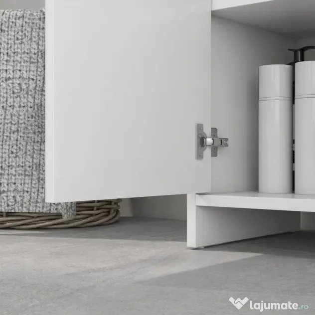 HOMCOM Mobilier Sub Chiuvetă pentru Baie cu 2 Uși, Dulap de Baie cu Decupaj în U pentru Țevi, 60x30x60 cm, Alb | Aosom Romania