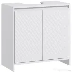 HOMCOM Mobilier Sub Chiuvetă pentru Baie cu 2 Uși, Dulap de Baie cu Decupaj în U pentru Țevi, 60x30x60 cm, Alb