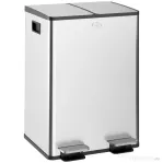 HOMCOM Coș de Gunoi 2 x 20L cu Pedală, din Oțel, pentru Bucătărie, cu Capac cu Închidere Ușoară, Recipiente Interioare Detașabile, Rezistent la Urmele de Degete, Argintiu