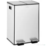 HOMCOM Coș de Gunoi 2 x 20L cu Pedală, din Oțel, pentru Bucătărie, cu Capac cu Închidere Ușoară, Recipiente Interioare Detașabile, Rezistent la Urmele de Degete, Argintiu 