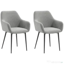 HOMCOM Set 2 Scaune de Dining Tapițate cu Brațe și Picioare din Oțel pentru Sufragerie, 54x57x80 cm, Gri Închis | Aosom Romania
