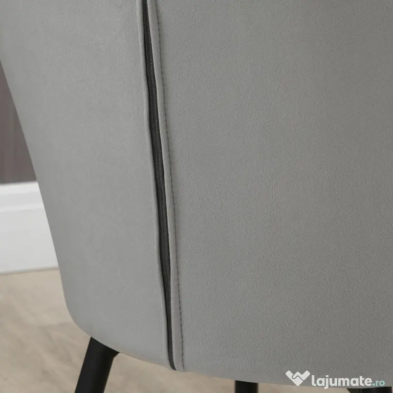 HOMCOM Set 2 Scaune de Dining Tapițate cu Brațe și Picioare din Oțel pentru Sufragerie, 54x57x80 cm, Gri Închis | Aosom Romania