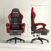 Vinsetto Scaun Gaming cu Înălțime Reglabilă și cu Spătar Rabatabil, 65x65x121-129 cm, Negru | Aosom Romania 
