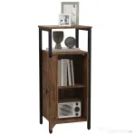HOMCOM Noptieră în Stil Industrial cu 2 Rafturi Deschise și Raft Interior Reglabil pe 3 Nivele, 34x30x80 cm, Maro Rustic