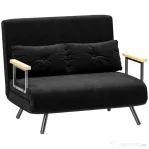 HOMCOM Canapea extensibilă 3 în 1 din material cu efect de catifea, cu spătar reglabil și 2 perne, 102x73x81 cm, negru
