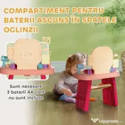 AIYAPLAY Masă de Toaletă pentru Fetițe 3-6 Ani cu Oglindă din Acrilic și Robinet, Jucărie pentru Copii din Plastic, 55x29x71 cm, Roz | Aosom Romania