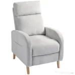 HOMCOM Fotoliu Reclinabil 150° cu suport pentru picioare, din Material Textil cu Efect de In, 68x90x106 cm, Gri Deschis