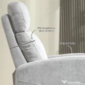 HOMCOM Fotoliu Reglabil Manual cu Suport pentru Picioare, Brațe Curbate și Picioare din Lemn, 68x90x106 cm, Gri Deschis | Aosom Romania 