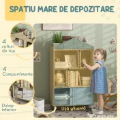 AIYAPLAY Bibliotecă pentru Copii cu 4 Cuburi Deschise și Rafturi Superioare, 80x30x140.5 cm, Alb | Aosom Romania 