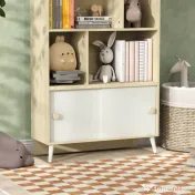 AIYAPLAY Bibliotecă pentru Copii cu 4 Cuburi Deschise și Rafturi Superioare, 80x30x140.5 cm, Alb | Aosom Romania 