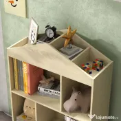 AIYAPLAY Bibliotecă pentru Copii cu 4 Cuburi Deschise și Rafturi Superioare, 80x30x140.5 cm, Alb | Aosom Romania 