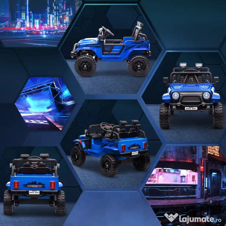 AIYAPLAY Mașină Offroad pentru Copii 3-6 Ani 12V cu Telecomandă Albastru | Aosom Romania