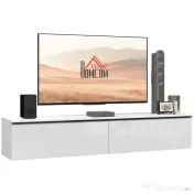 HOMCOM Dulap TV Suspendat cu 2 Dulapuri cu Uși Rabatabile, Alb Lucios | Aosom Romania