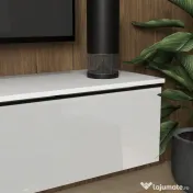 HOMCOM Dulap TV Suspendat cu 2 Dulapuri cu Uși Rabatabile, Alb Lucios | Aosom Romania