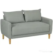 HOMCOM Canapea cu 2 Locuri, Brațe, Compartiment de Depozitare și 2 Perne, 140x72x82 cm, Gri | Aosom Romania