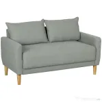 HOMCOM Divan cu 2 Locuri Catifelat cu Compartiment de Depozitare Inferior și Perne, 140x72x82 cm, Gri