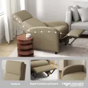 Fotoliu Relax HOMCOM Înclinabil Manual la 160° cu Suport pentru Picioare, Fotoliu Ergonomic Tapițat în Material Efect de In pentru Dormitor, Birou, Living și Sufragerie, Bej | Aosom Romania
