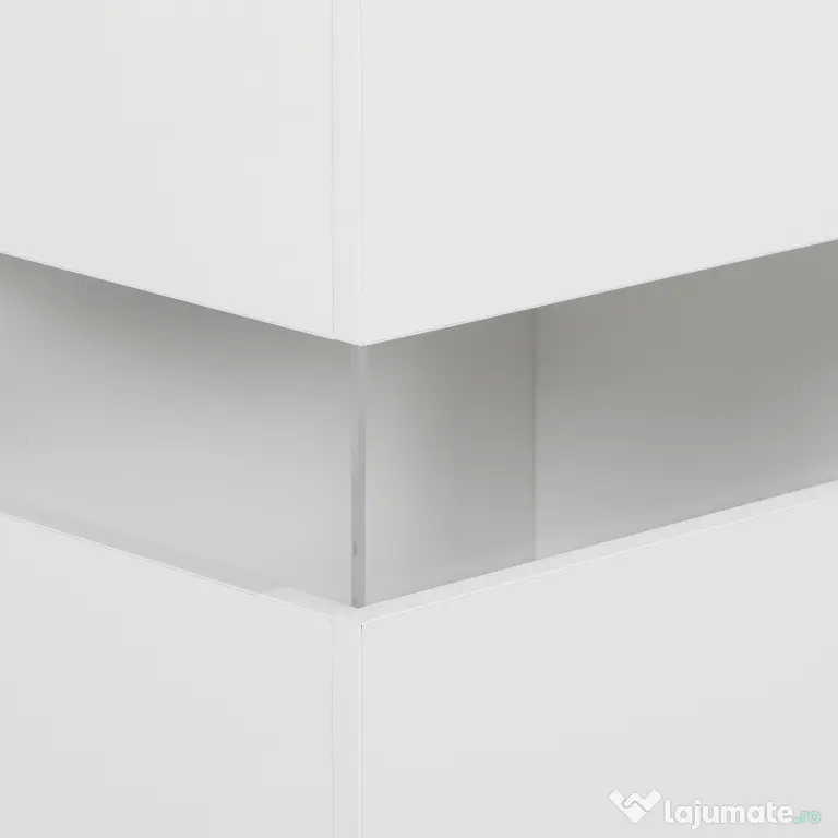 HOMCOM Bufet cu Lumini LED Reglabile prin Telecomandă, Mobilier de Sufragerie cu 4 Sertare și 2 Dulapuri, 120x34x70 cm, Alb | Aosom Romania