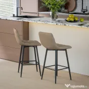 HOMCOM Scaune de bar nordic 84 cm maro din catifea si metal | Aosom Romania 