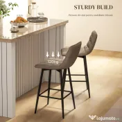 HOMCOM Scaune de bar nordic 84 cm maro din catifea si metal | Aosom Romania 