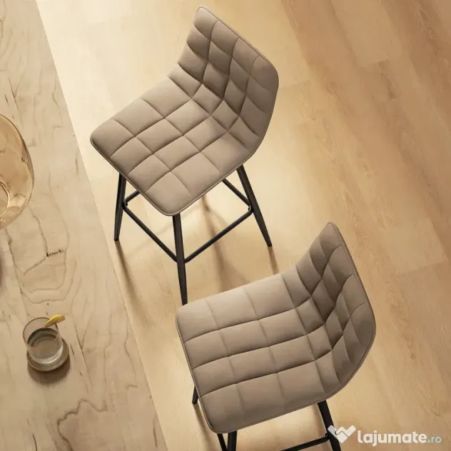 HOMCOM Scaune de bar nordic 84 cm maro din catifea si metal | Aosom Romania