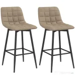 HOMCOM Scaune de bar Nordic, cu spătar și suport pentru picioare, 84 cm, din catifea și metal, Maro