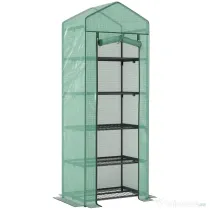 Outsunny Seră de grădină balcon etajere seră 5 niveluri 0,69 x 0,49 x 1,93 m oțel folie rulabilă PE verde | Aosom Romania