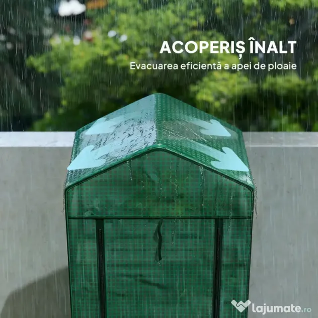 Outsunny Seră de grădină balcon etajere seră 5 niveluri 0,69 x 0,49 x 1,93 m oțel folie rulabilă PE verde | Aosom Romania