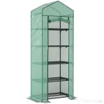 Outsunny Seră pentru Plante cu 5 Niveluri, cu Ușă cu Fermoar, din Oțel și PE, 69x49x193 cm, Verde