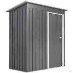 Outsunny Căsuță de Grădină Exterior 1,16 m² 163x89x182 cm din Metal cu Ușă Culisantă și Acoperiș Înclinat, Gri