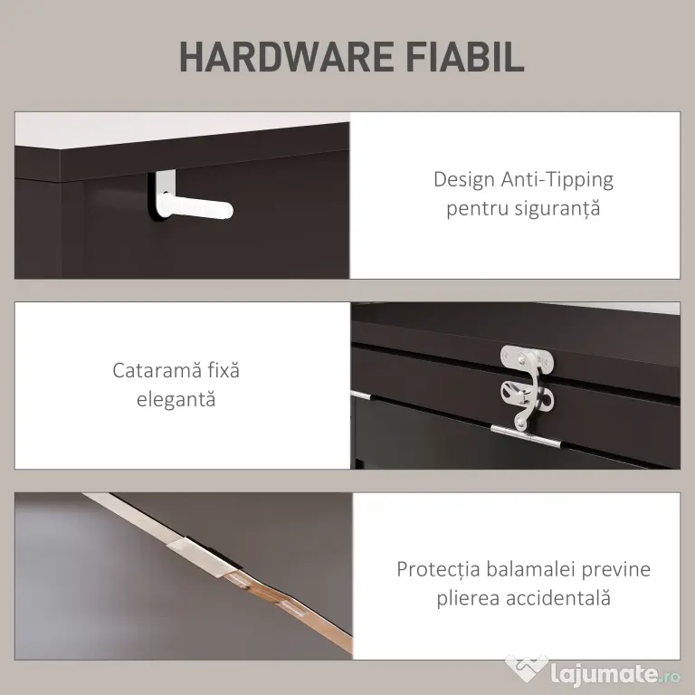 HOMCOM Birou Modern Pliabil cu Bibliotecă și Tablă, din Lemn și Metal, 98x51x153 cm, Maro | Aosom Romania