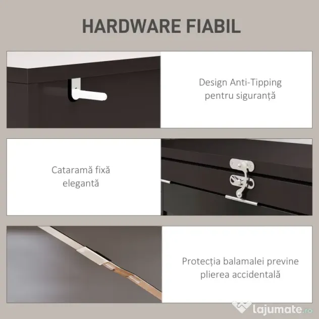 HOMCOM Birou Modern Pliabil cu Bibliotecă și Tablă, din Lemn și Metal, 98x51x153 cm, Maro | Aosom Romania
